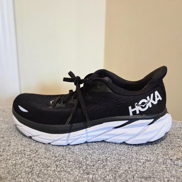 Hoka Clifton Running Shoes Womens 7.5B Black Gray - Picture 7 of 9